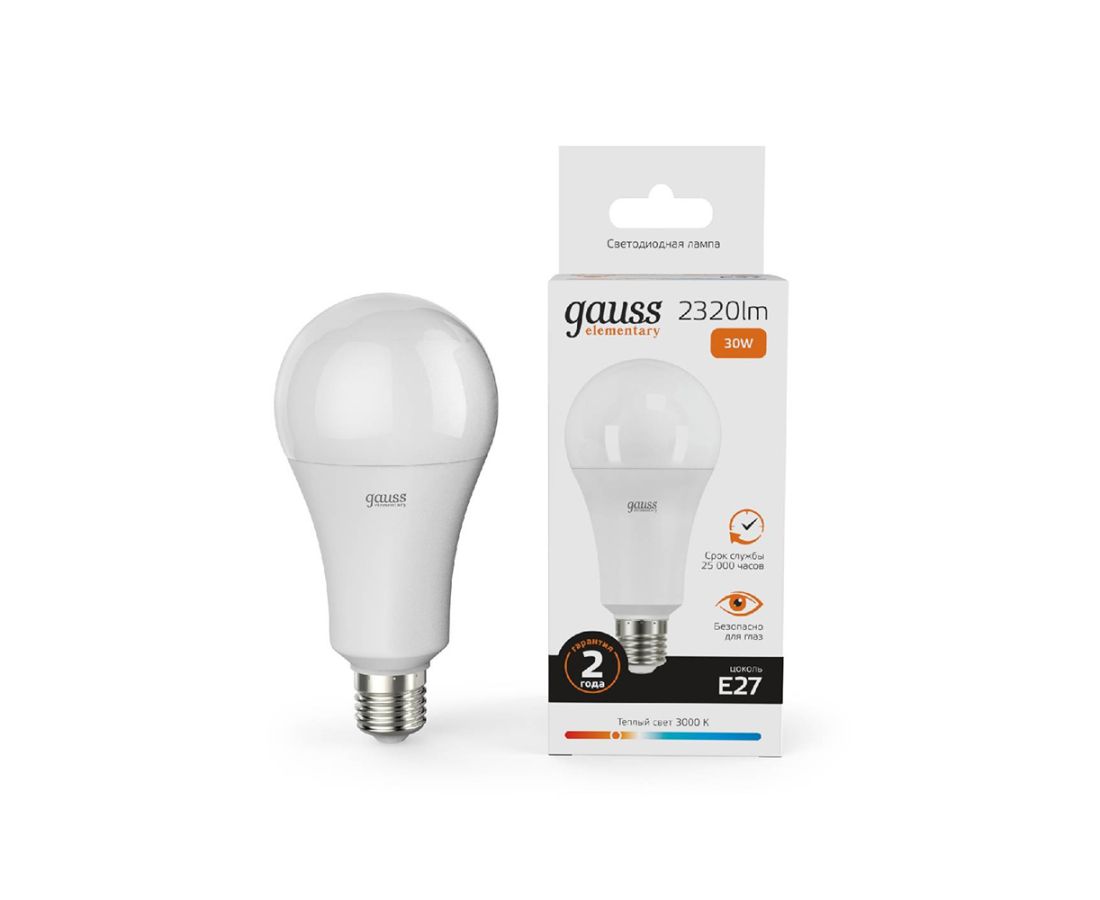 LED ნათურა Elementary A67 30W 2320lm 3000K E27 - 73219 Gauss — ნათურა და ვაზნა